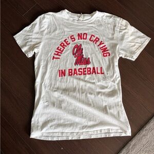 White 'There's No Crying in Baseball' Ole Miss Graphic Tee